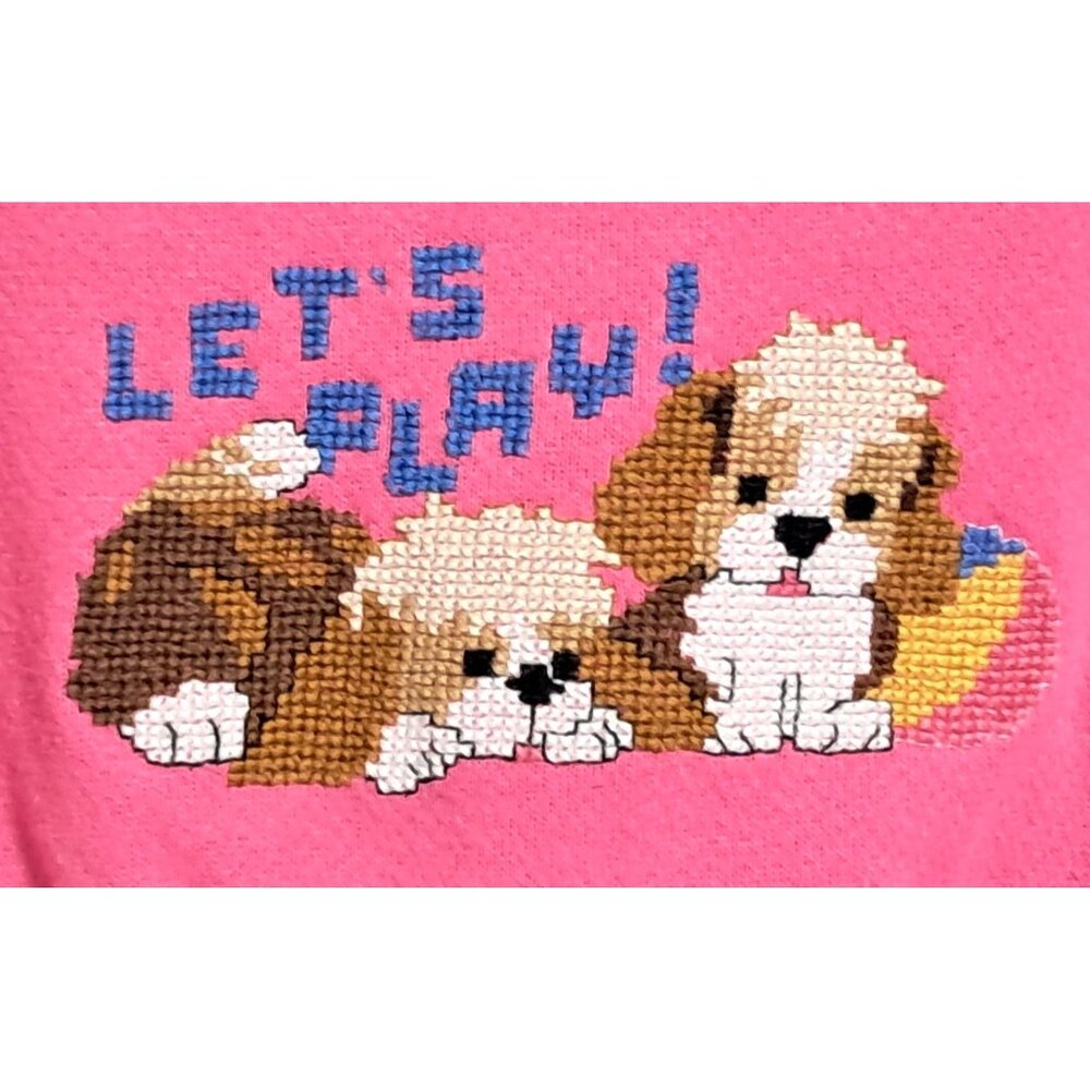 Vintage 80s/90s Pink Toddler Sweatshirt "Lets Play!"‎ Puppy Size 2 Spencers 100%